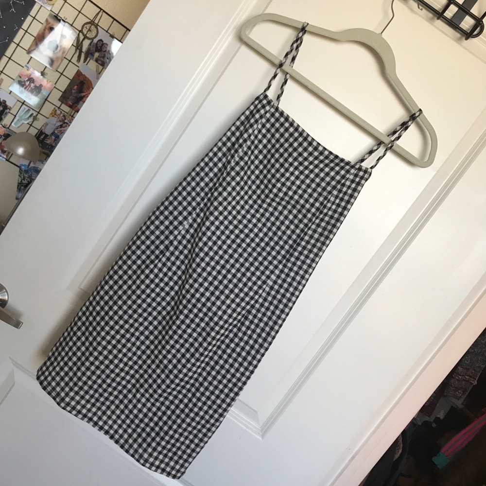 Gingham spaghetti strap dress